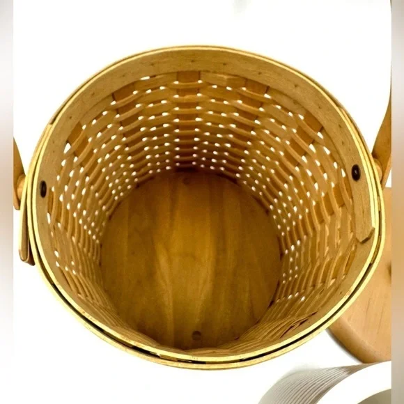 Longaberger Basket Ice Bucket 2003 Insulated With Wood Lid Top Handle Vintage - Picture 7 of 14